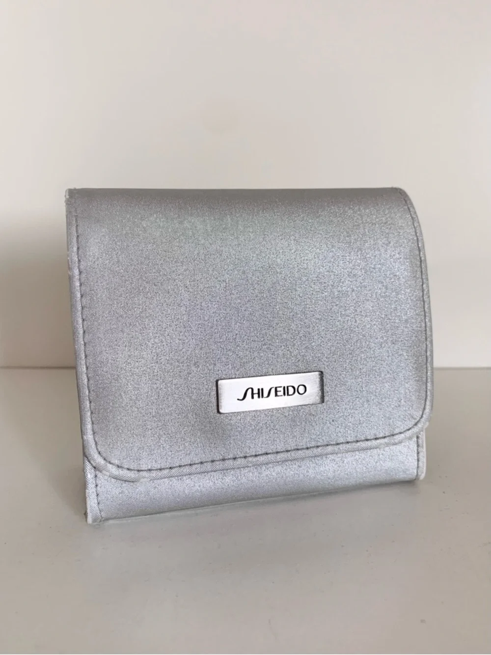 Y2k Shiseido Metallic Silver Travel Cosmetic Case